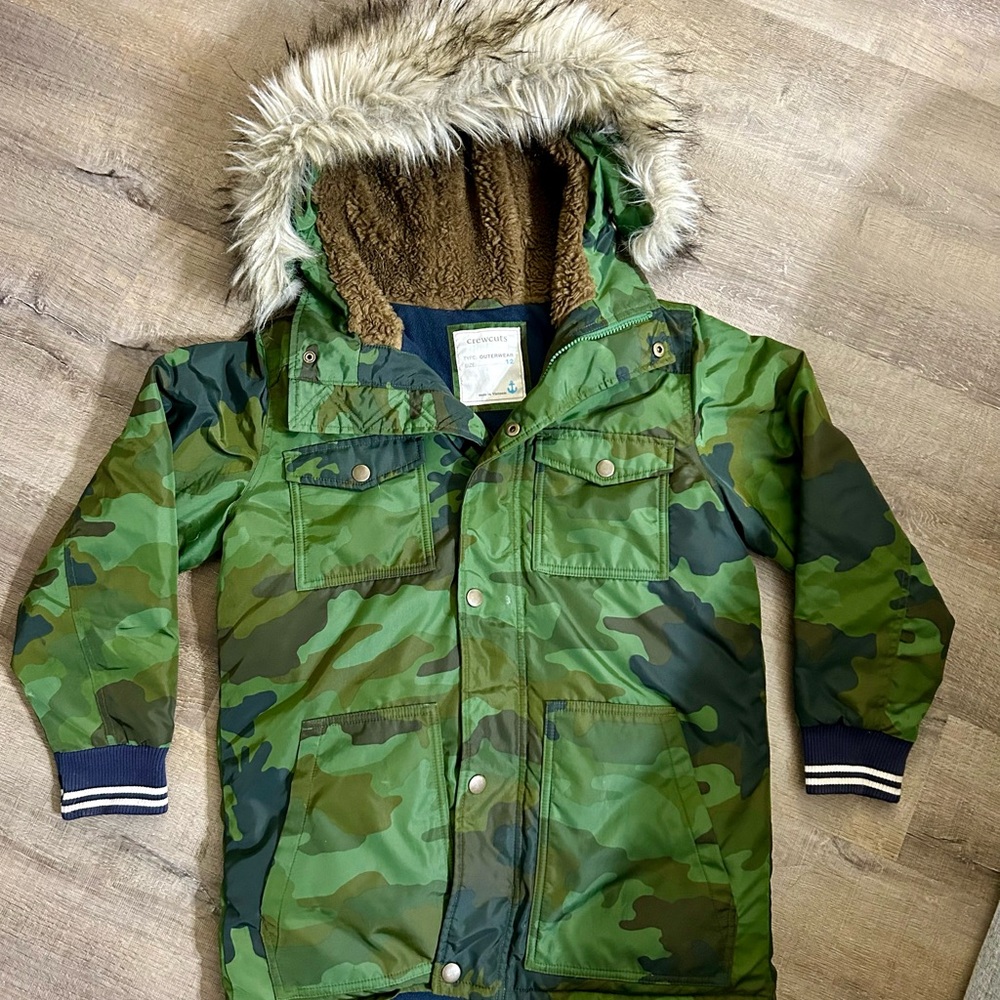 Crewcuts Green Camouflage Winter Parka size 12